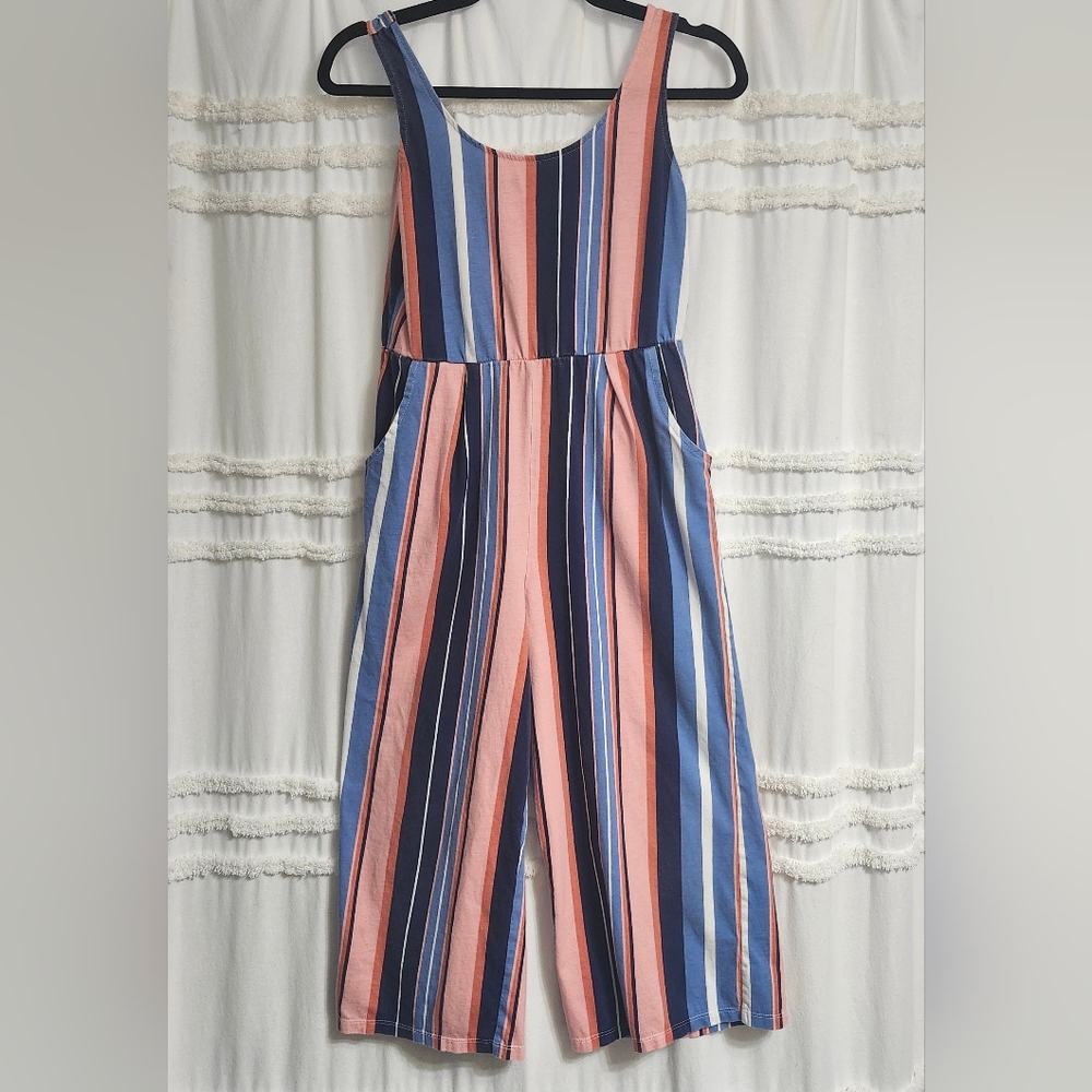 Seed, Striped Jumpsuit in Blue and Pink. Size Xs